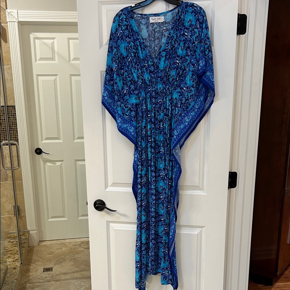 Vibrant Blue Floral Maxi Dress/Coverup